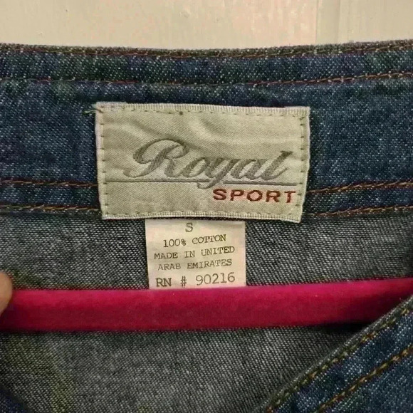 Riyal Sport Denim Button Down Tops,Small-Oversized - Picture 3 of 3